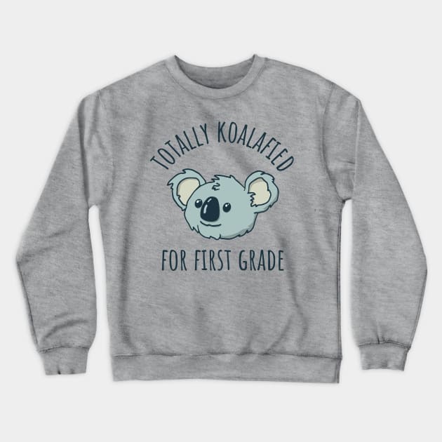 First Grade Back to School Koala Crewneck Sweatshirt by Huhnerdieb Apparel